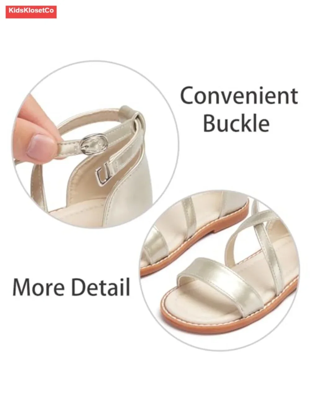 Toddler Girls Cross Strap Sandals Hook Loop Floral Flats